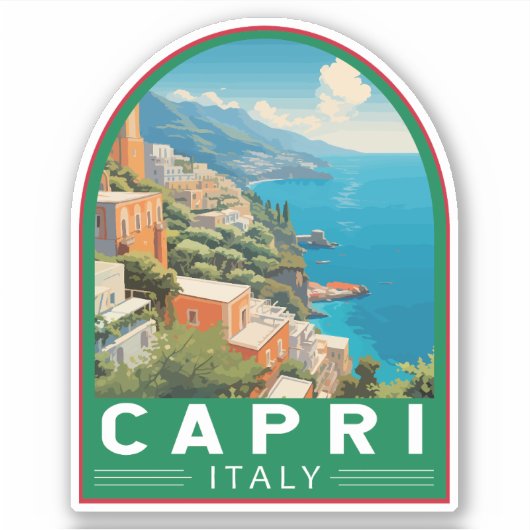 Capri Italië Reizen Kunst Vintage Sticker (Voorkant)