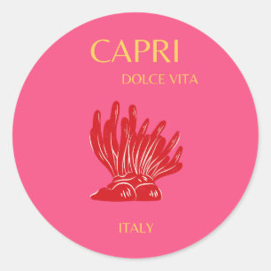 Capri, Italië, roze Ronde Sticker