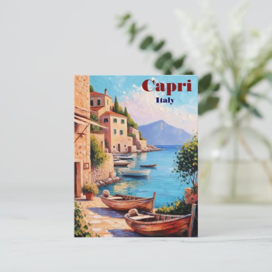 Capri Italië Travel Briefkaart – Retro Medite (Staand voorkant)
