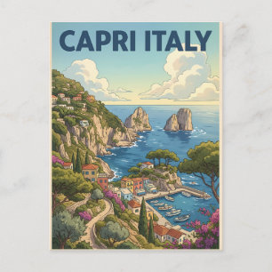 Capri Italië Vintage Anime Reisposter Briefkaart