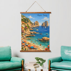 Capri Italië Vintage Marina Piccola Strand Hangend Wandkleed