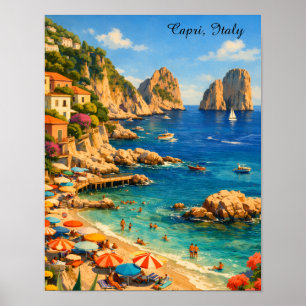 Capri Italië Vintage Marina Piccola Strand Poster
