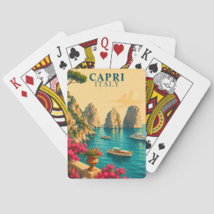 Capri Italië Vintage Reis Faraglioni Zeestapels Pokerkaarten