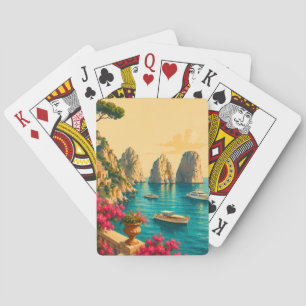 Capri Italië Vintage Reis Faraglioni Zeestapels Pokerkaarten