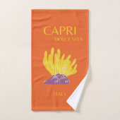 Capri, Italie, Voyage, Preppy, Orange (Serviette à main)