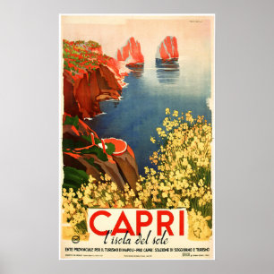 CAPRI ITALY Island of the Sun Vintage Travel Poster