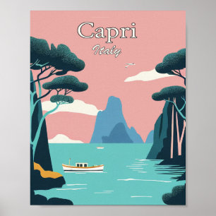 Capri Italy Minimalist Vintage Art Poster