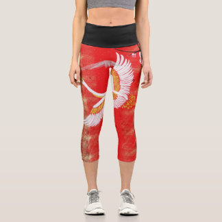 Capri Japonais grue soleil Japon sakura rouge Leggings c