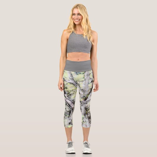 Capri Leggings avec Gris et Vert Résumé Conception (Recto)