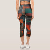 Capri Leggings de yoga à patchwork abstrait terreux (Verso)
