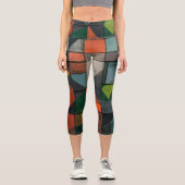 Capri Leggings de yoga à patchwork abstrait terreux (Recto)