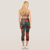 Capri Leggings de yoga à patchwork abstrait terreux (Verso)