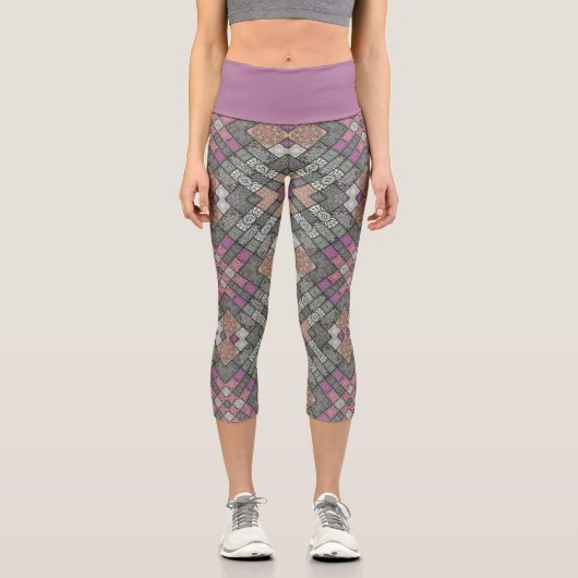 CAPRI LEGGINGS Design Mandala gris-rose-Brown (Recto)