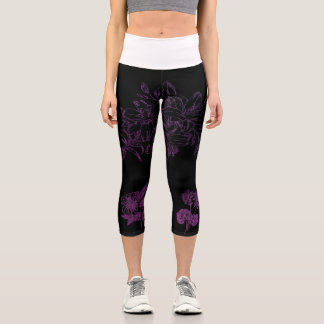 Capri Leggings élégants violets floraux pour femmes | Vi