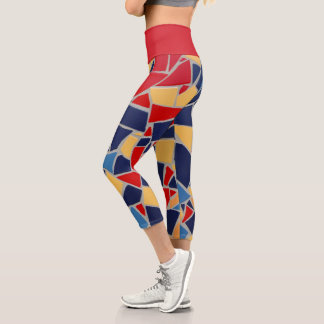 Capri Leggings en Mosaïque Bleue et Rouge de la Marine