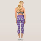 Capri Leggings en violet avec papillons bleus (Verso)