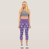 Capri Leggings en violet avec papillons bleus (Recto)