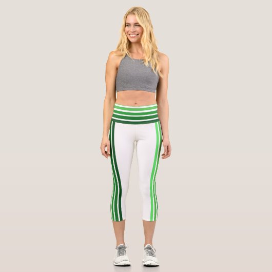 Capri Leggings - Green Ombre Stripes (Recto)