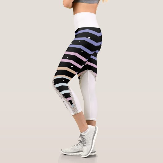 Capri leggings High Waisted Capris  negro con zigzag (Gauche)