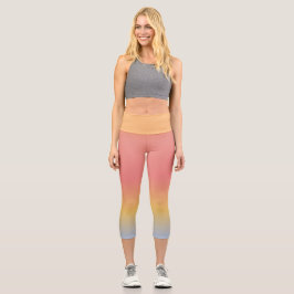 Capri-Leggings met Sinaasappel, goud en roze