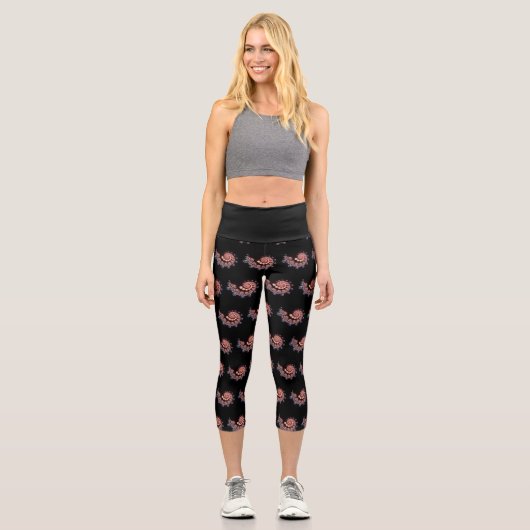 Capri Leggings Noir avec conception de coquilles n (Recto)