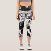 Capri Leggings noirs et blancs avec Graffiti Art imprimé (Recto)