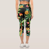 Capri Leggings noirs exotiques tropicaux floraux (Verso)