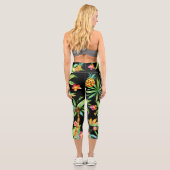 Capri Leggings noirs exotiques tropicaux floraux (Verso)