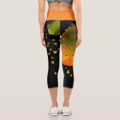 Capri Leggings Orange Leaf & Black (Verso)