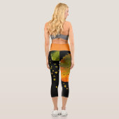Capri Leggings Orange Leaf & Black (Verso)