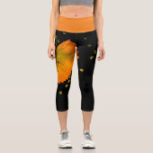 Capri Leggings Orange Leaf & Black (Recto)