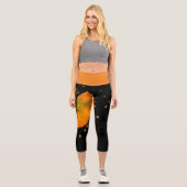 Capri Leggings Orange Leaf & Black (Recto)