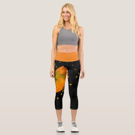 Capri Leggings Oranje leder en zwart