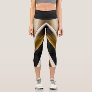 Capri Leggings pour femmes noir or noir blanc