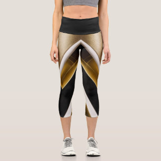 Capri Leggings pour femmes noir or noir blanc