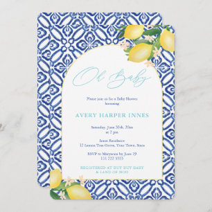 Capri Lemons Blauwgroen Oh Baby Theme Baby shower Kaart