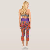 Capri Mandala Retro Orange Psychedelic Yoga leggings (Verso)