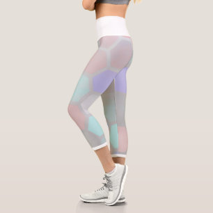 Capri Pale Pastel Honeybee Hexagonal Shapes Leggings