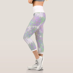Capri Pale Pastel Rose Violet Fleurs Nature Leggings
