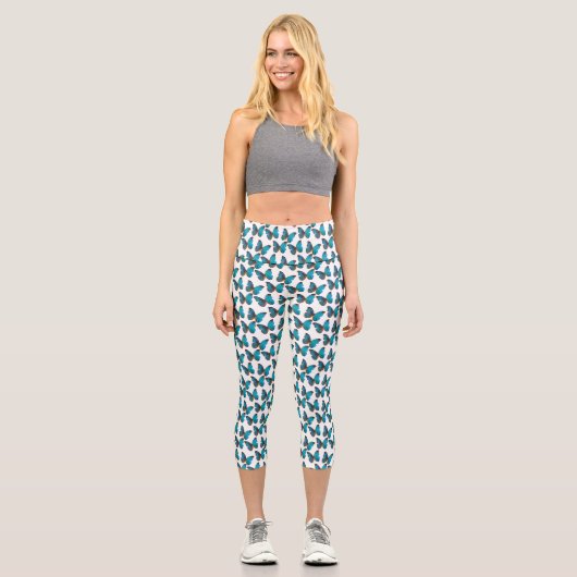 Capri Papillons bleu turquoise Leggings (Recto)
