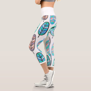 Capri Pastel Colors Pale Turquoise Feuille Leggings