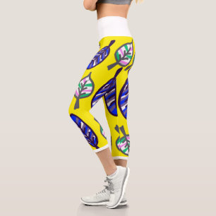 Capri Pastel Colors Pale Turquoise Feuille Leggings