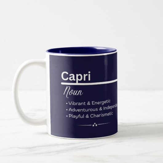 Capri Personalized Name Coffee Mug Tweekleurige Koffiemok (Links)