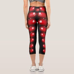 Capri Red Cherry Playful Leggings Pop Me Your Text Color