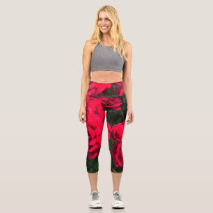 Capri Red Roses Rosarium Leggings