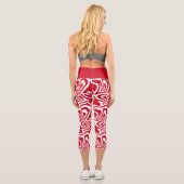 Capri Red & White Zebra Stripes Femmes Capris Leggings (Verso)