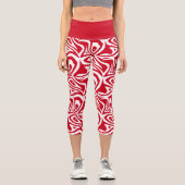 Capri Red & White Zebra Stripes Femmes Capris Leggings (Recto)