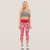 Capri Red & White Zebra Stripes Femmes Capris Leggings (Recto)