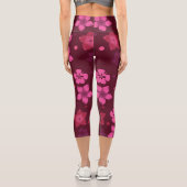 Capri Tons de rose hawaïen Imprimer Leggings de yoga (Verso)