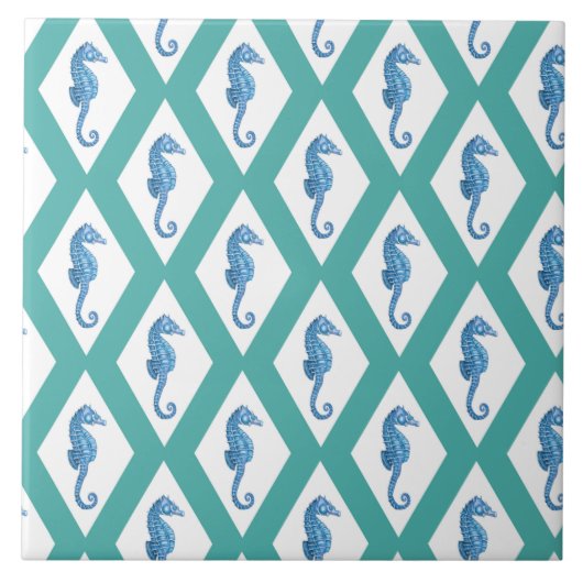 Capri Turquoise Argyle Ceramic Tile Tegeltje (Voorkant)